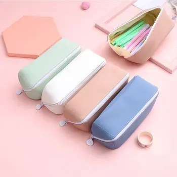 

Stationery Bag Solid Color Pencil Case Kawaii Polygon Bag Cosmetic Bag Makeup Bag solid color Gift Pencil Case Stationery new