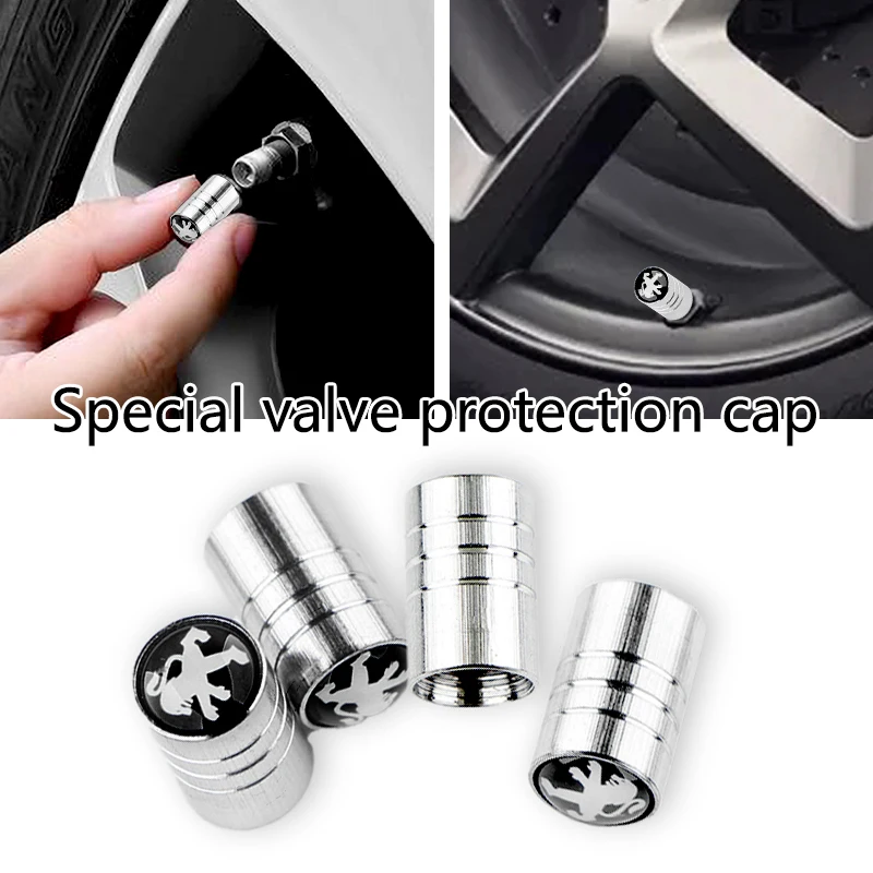 4 unids/set neumático de coche de aire tallos Cove rueda redonda casquillos de válvula del neumático para Peugeot 107, 108, 206, 207, 308, 307, 508, 2008, 3008 estilo