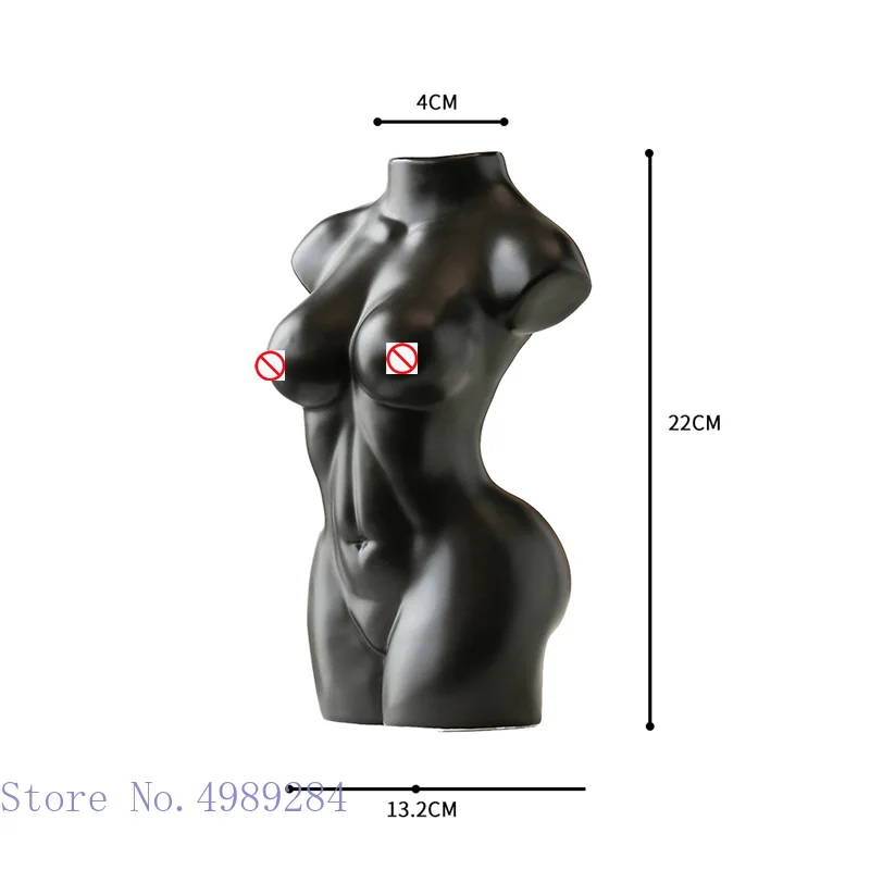 Human Body Ceramic Vase Black and White Nude Abstract Human Female Naked Girl Flower Vase Home Decoration Crafts Ornaments 6