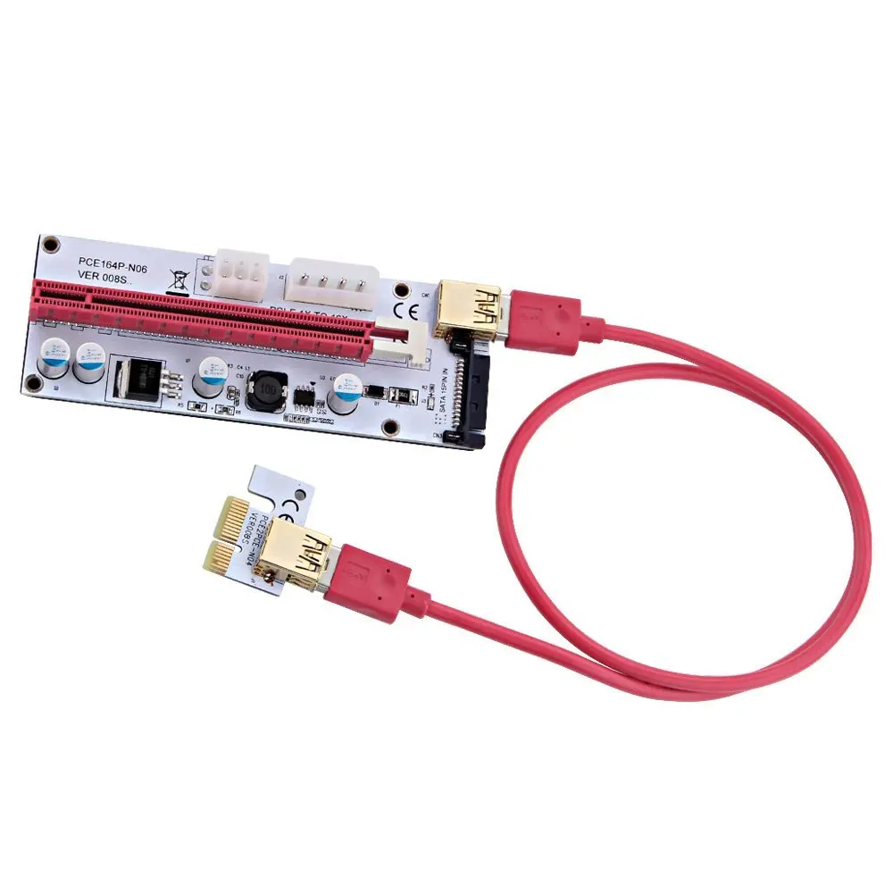 PCI-E райзеры 1X до 16X расширение графика для GPU майнинга мощность ed Riser адаптер карты ж/Molex 4Pin SATA 6Pin источник питания PCIe