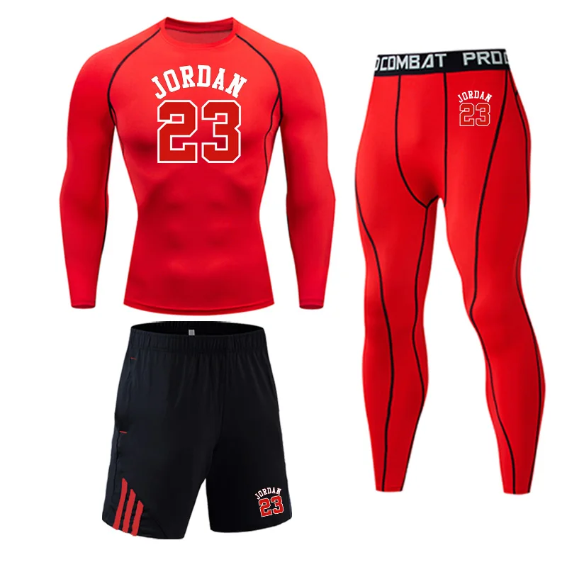 Мужской брендовый комплект одежды Jordan 23 спортивная одежда компрессионный набор Рашгард мужские баскетбольные тренировочные базовые леггинсы футболка колготки 4xl