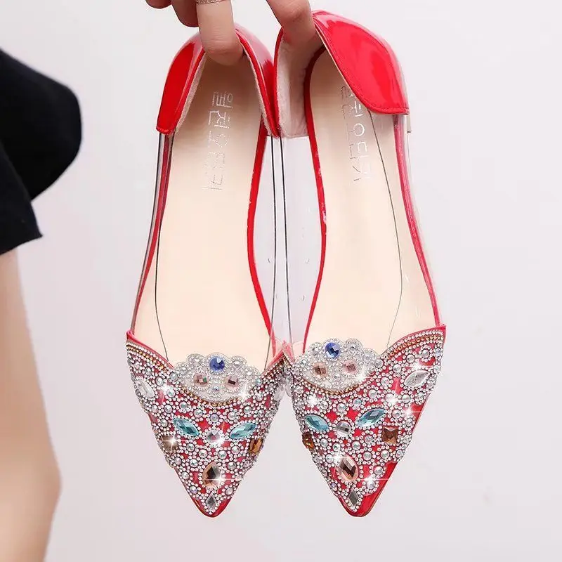 2021 Hot Elegant Women Pumps Comfy Loafers Fashion Ladies Slip-on Low Square Heel Mujer Office Dress Shoes Shiny Sliver