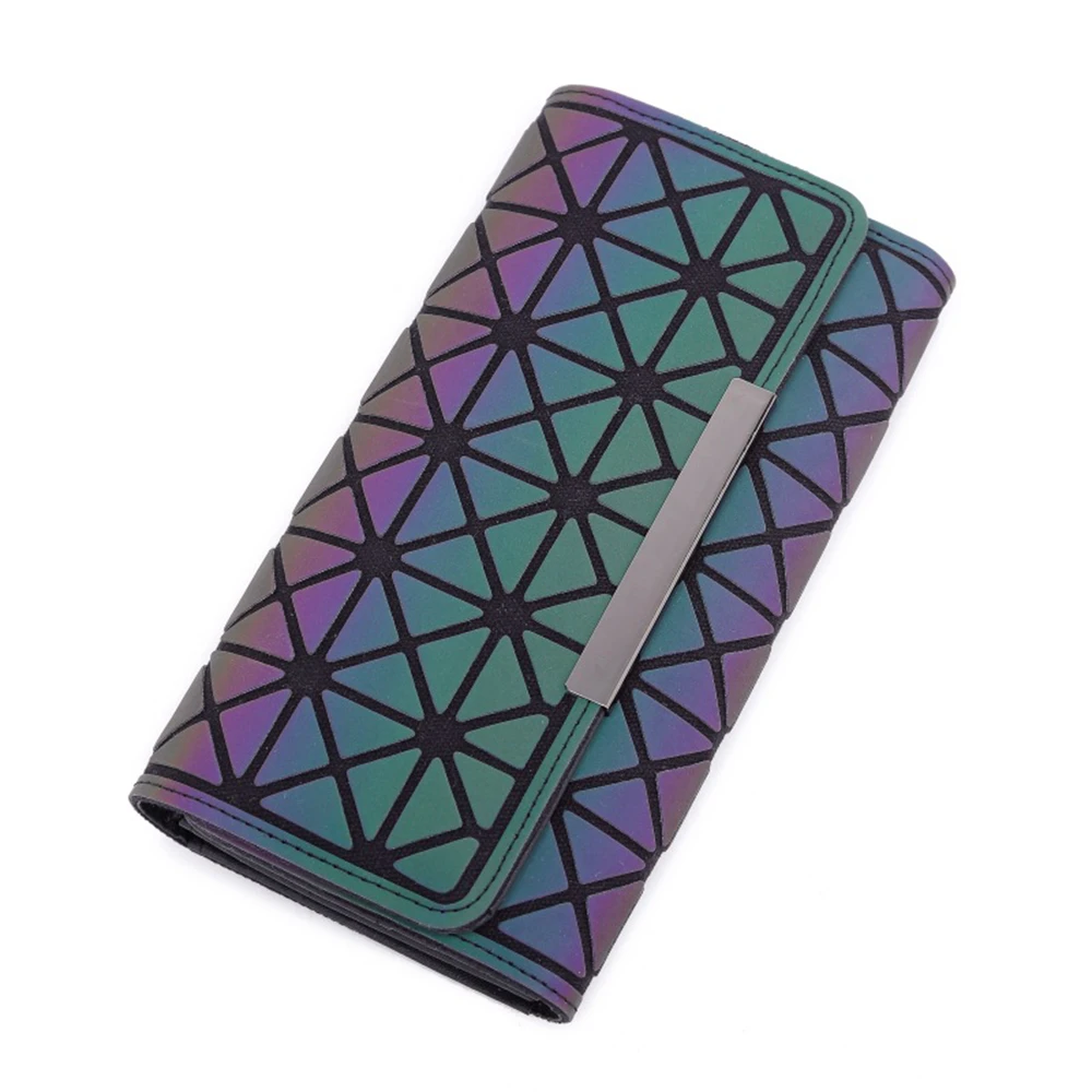 

2019 Noctilucent Women Wallets Purse Geometry Luminous Ladies Clutch Phone Bag Female Zipperwallet Card Holder