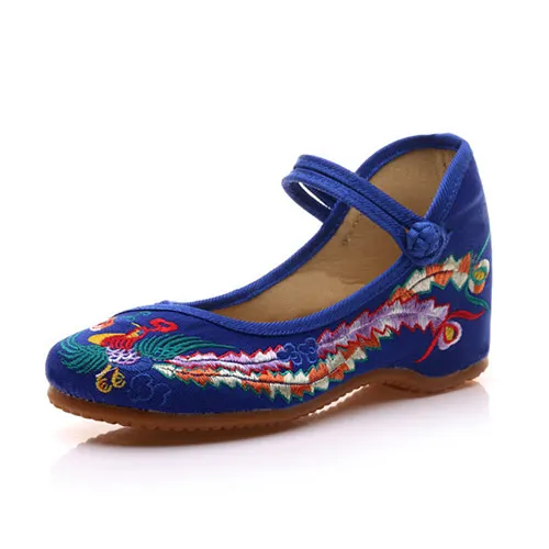 Model 4 Blue Veowalk/женские парусиновые балетки ручной работы с цветочной вышивкой; сезон весна; женская повседневная обувь из джинсовой ткани с высоким берцем и ремешком на щиколотке в винтажном стиле - Цвет: Model 4 Blue