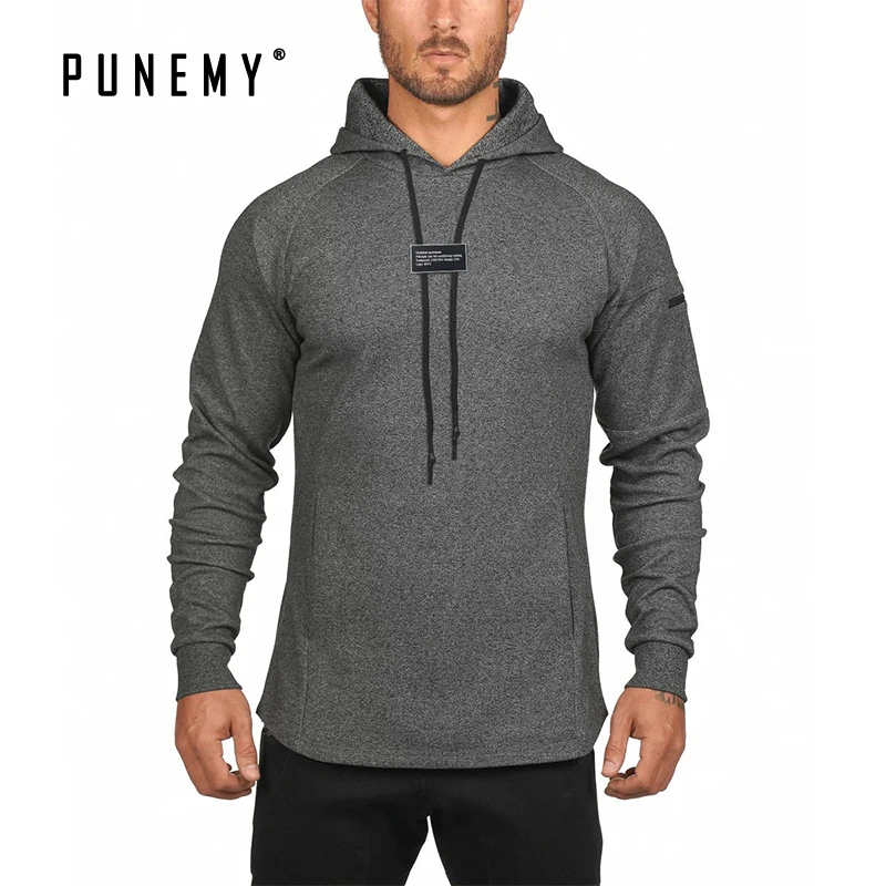 Толстовка мужская Спортивная с капюшоном Приталенный свитшот из чистого хлопка