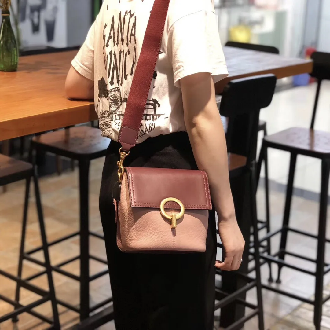 

Online Celebrity Style WOMEN'S Leather Bags Bucket Bag 2019 New Style Mixed Colors Wide Strap Shoulder Cross-body Flip Twist-Loc