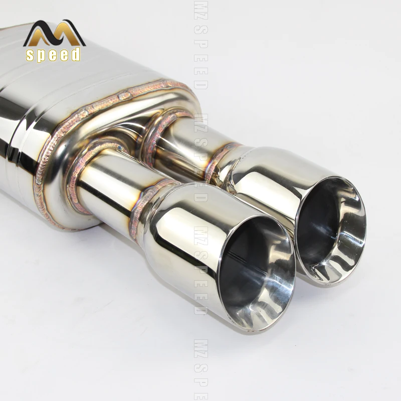 Car Accessories 304 stainless steel exhaust pipe muffler, universal 51mm -76mm pipe, double output 89mm output tail pipe