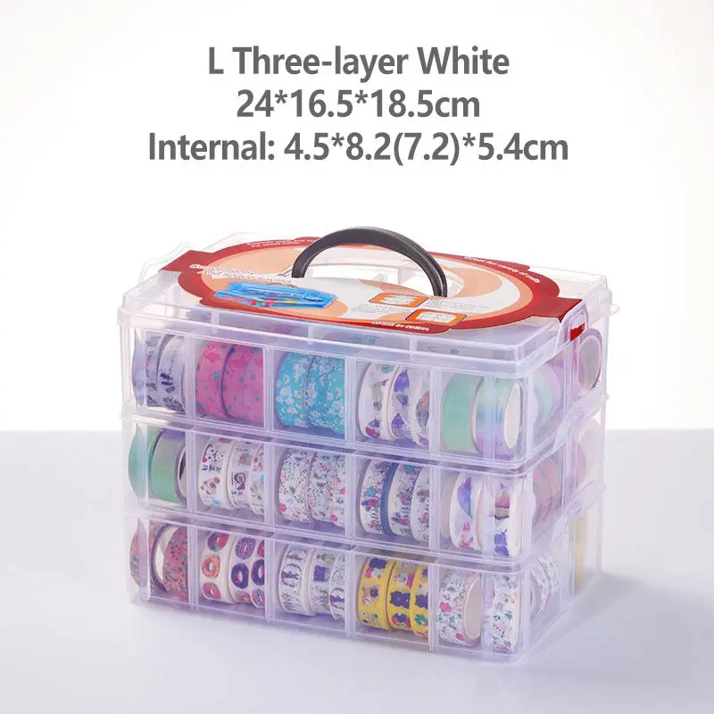 Многофункциональный Диапазон Скрапбукинг хранения для пуля журнал васи ленты съемный Скрапбукинг Органайзер коробка игрушки Прозрачный - Цвет: L White