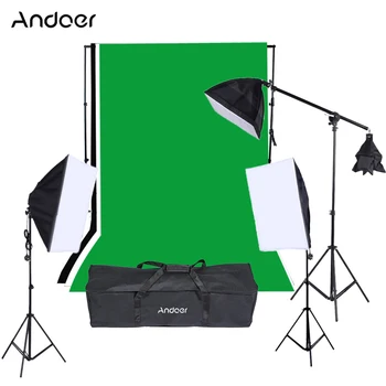 

1215W Softbox Photography Lighting Kit Studio Backdrop Stand Black White Green Backdrop 135W Light Bulbs Softbox Light Stand