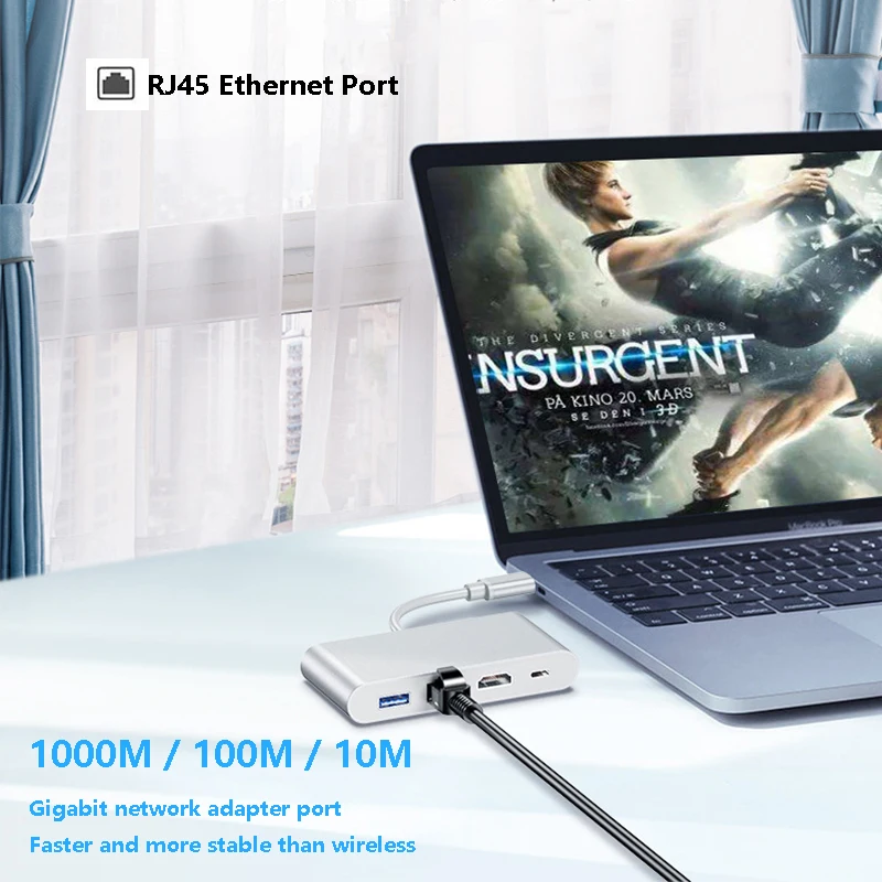 Док станция для MacBook Pro Air Dell Hp USB C переключатель на 4K HDMI Rj45 3 0 PD совместима с Thunderbolt