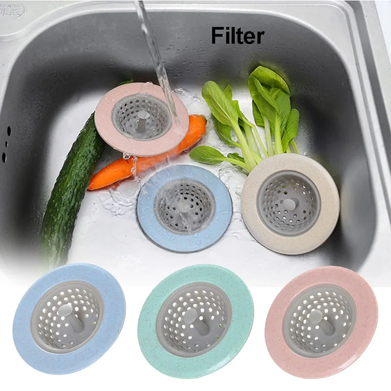 

2019 Silicone Wheat Straw Kitchen Sink Strainer Bathroom Shower Drain Sink Drains Cover Sink Colander Sewer Hair Filter strainer