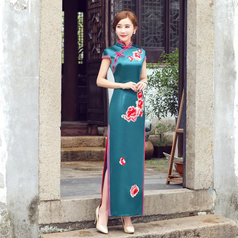 Свадебное вечернее платье восточный женский Cheongsam благородный элегантный в