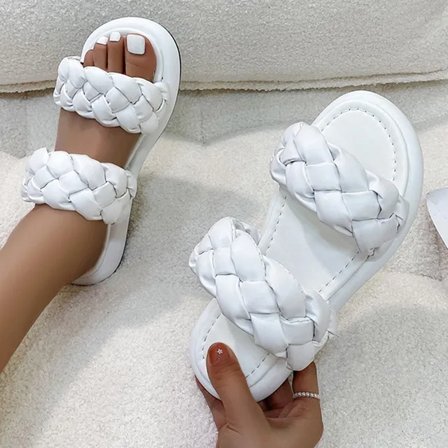 2021 Hand-woven Women's Slippers Summer Fashion Ladies Sandals Comfortable Platform Beach Shoes Flip-flops Womens Slides 1