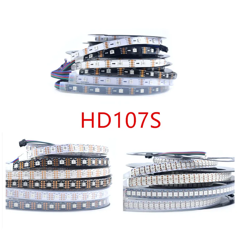 1 м/5 м HD107S Светодиодная лента RGB Пиксельная DC5V 5050 SMD Адресуемая 30/60/144 светодиодов/м