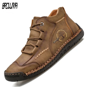 

Fashion Men's Boots Men Ankle Boots Quality Leather Casual Men Boots Lace Up Comfortable Men's Shoes Mans Footwear 38-48