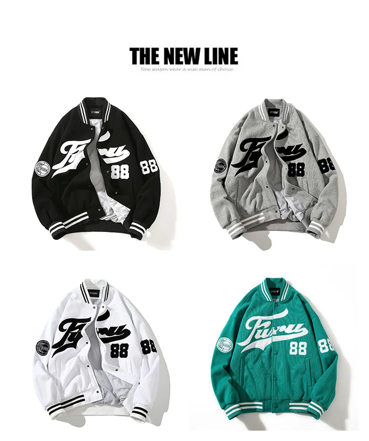 Baseball Jacket Men Hip Hop Letter embroidery Bomber jacket knitting coat 2021 new casual loose couple clothes Varsity jacket stone island jacket