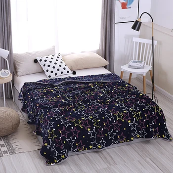 

LREA night sky fabric sheepskin blanket star print polar fleece throw blanket for sofa small blanket for travel