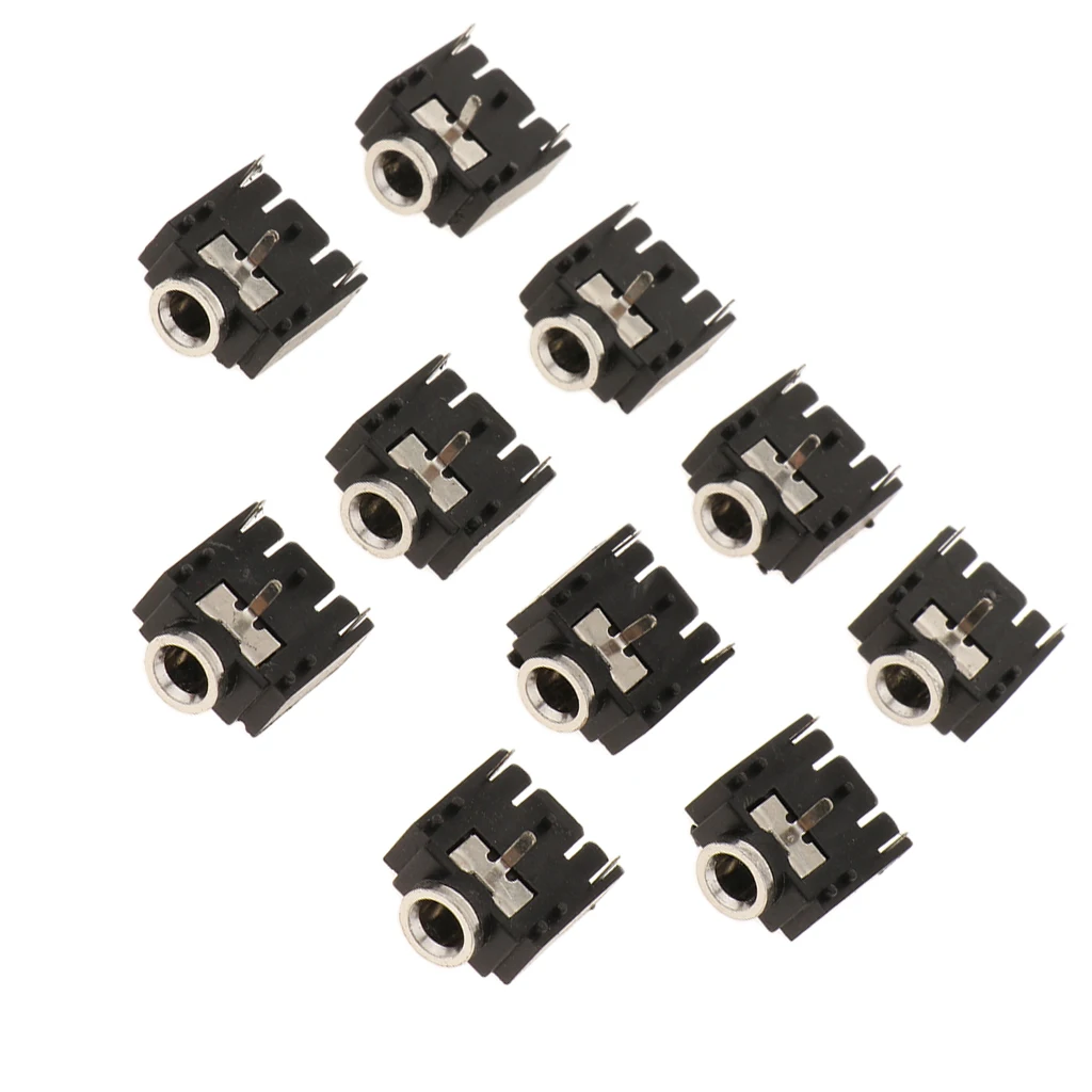 10pcs 3.5mm PCB Mount 3-Pin Terminals Female Audio Jack Socket Connector