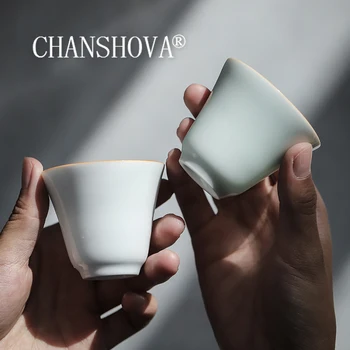 

CHANSHOVA 50ml Traditional Chinese style Handmade Solid color tea cup China Thin porcelain small ceramic cups tea set H474