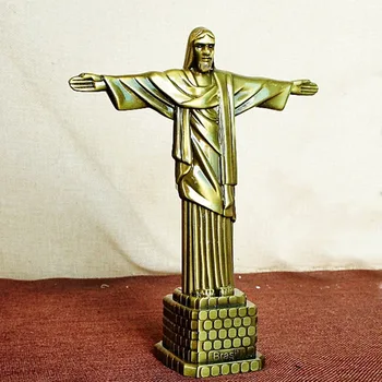 

Brazil Jesus Model Statue of Christ Redeemer Home Decoration Metal Copper Silver Color Iron Redeemer Christmas Gift Craft Christ