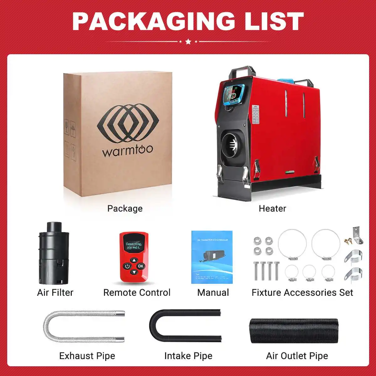 Warmtoo 12V 8KW Diesel Air Heater All in One with LCD Switch Remote Control  Low Noise For Car Van Truck RV Boats Trailer - AliExpress