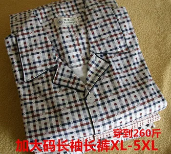 

Spring and Autumn Summer Men Pure Cotton Pajamas Long Sleeve Trousers Plus-sized plus Large 4XL5XL Middle-Aged Plus-sized Lard-b
