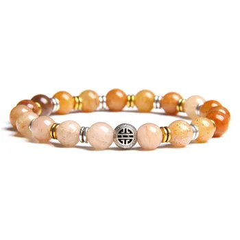 

Wholesale Natural stone beads gold silver color charm bracelet for women men friendship lucky beaded stone bracelet gifts diy
