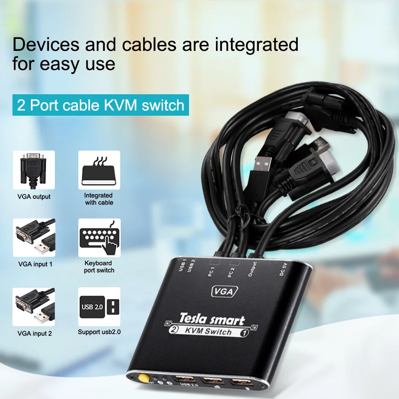 KVM переключатель Tesla smart новый высококачественный 2 портовый USB HDMI Кабельный с