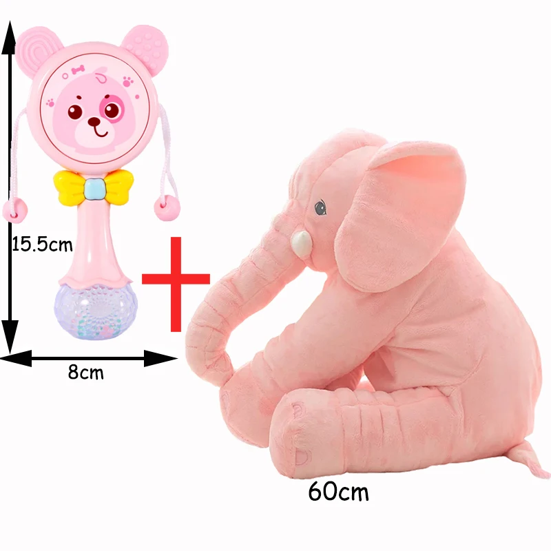 pink pink rattle 1 шт. 60 см слон и 1 шт. погремушки - Цвет: pink pink rattle