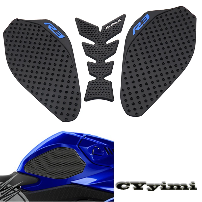 Motorrad Anti Slip Tank Pad Aufkleber Seite Gas Fisch Knochen Knie Grip Schutz Abziehbilder Für Yamaha YZF R3 YZFR3 2019 20