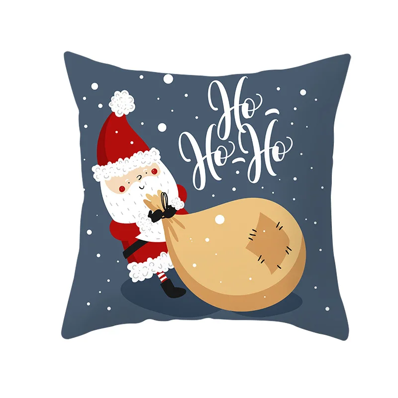Christmas Eve 02 Сигле с двусторонней печатью полиэстер рождественская Подушка Чехол Животных Серый Синий чехол для подушки с надписью Санта Клаус олень ЕВА домашний декор - Цвет: Christmas Eve 02