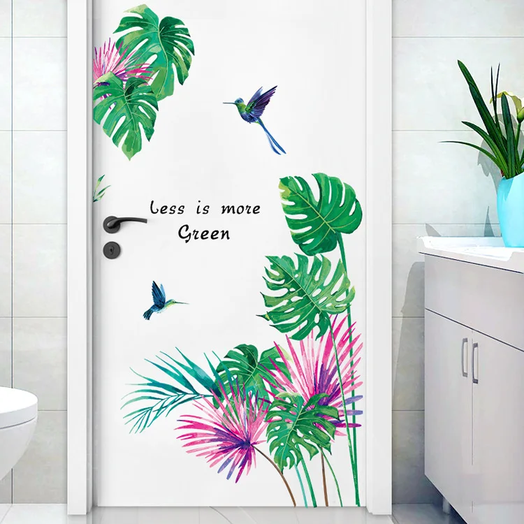 Tropische grüne Pflanze Vogel Wandaufkleber Wohnzimmer Hintergrund Dekoration Aufkleber abnehmbare Schlafzimmer Home Decor verschönern Tapete – Detail 5