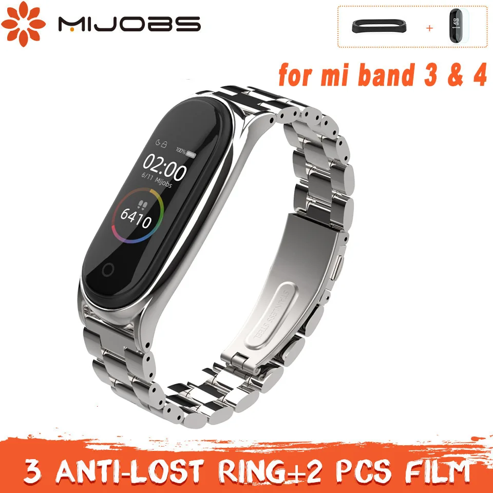

Mijobs Mi band 4 Strap Bracelet for Xiaomi Mi Band 3 Strap Miband 4 Correa Plus Smart Watch Bracelet Metal Stainless Steel Strap