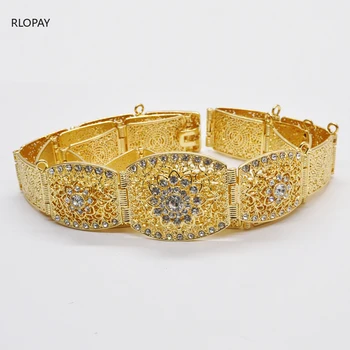 

New Ethnic Bridal Jewelry Girls' Dress Belt In Shining Silver Color Fashion Crystal Waist Chain for Gown Arabic Jewelry Belts