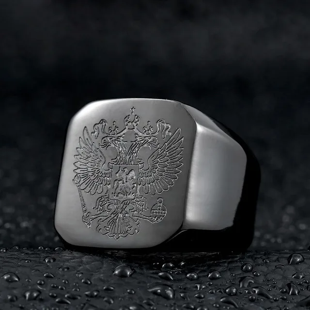 Retro Mens Rings 316L Stainless Steel For Male Boyfriend Biker Jewelry Golden Blue CZ Crystal Stones Skull Eagle Ring 2021 New Custom Color