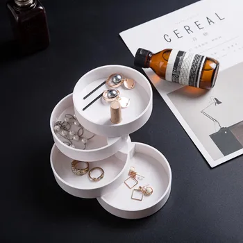

4 Layers Japanese Rotating Jewelry Storage Box Iron Tray Earrings Jewelry Storage Rack Party Gift