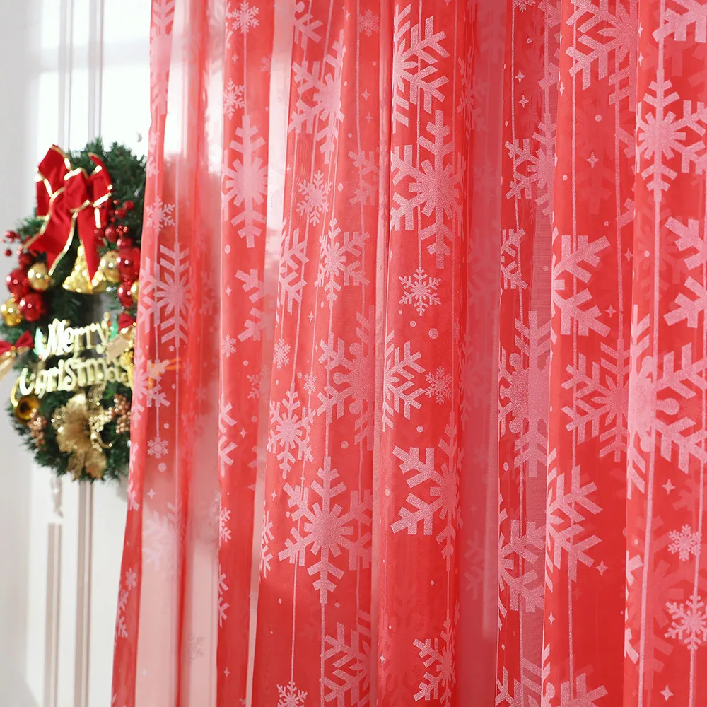 1 шт. 110*250 см рождественские шторы со снежинками Тюль оконная вуаль драпировка балдахин текстильный Декор для дома Одежда занавес Горячая A30816
