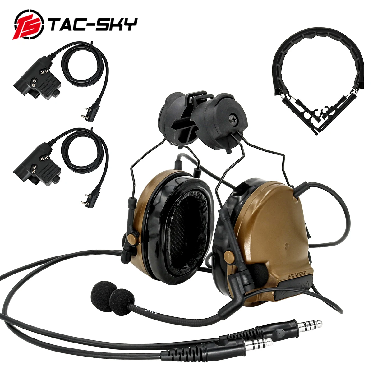 TAC-SKY COMTAC III dual communication silicone earmuffs tactical headset CB / tactical headset replacement headband / PTT U94PTT