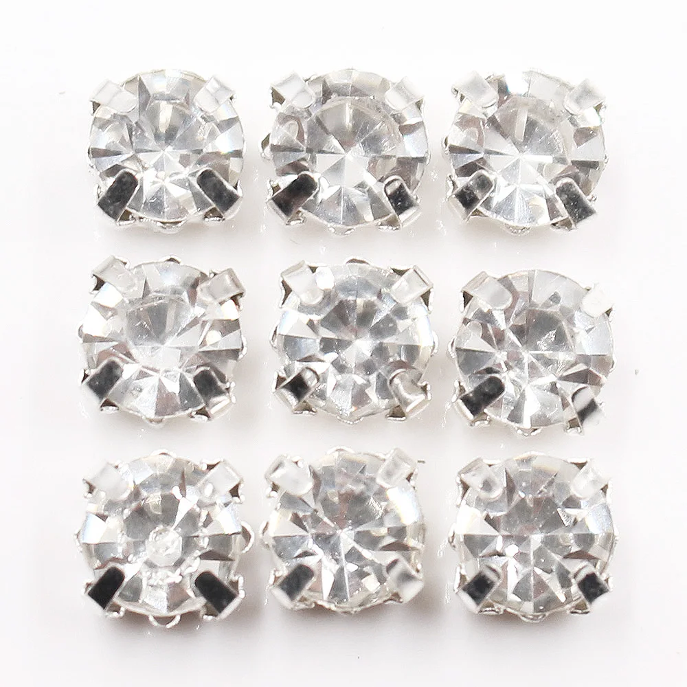 crystal silver 288 шт./лот Ss30 6,0 мм кристаллическое золото 4 когти Стразы для шитья Стразы Cu основа стразы камни пришивные стразы для одежды - Цвет: crystal silver