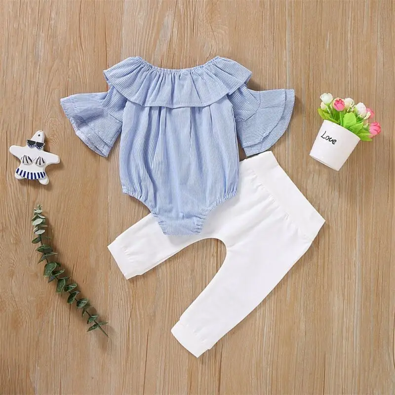 Newborn Baby Girl Fashion Clothes Romper Bodysuit Tops Long Pants 2pcs Sets Outfit 0-18 Months