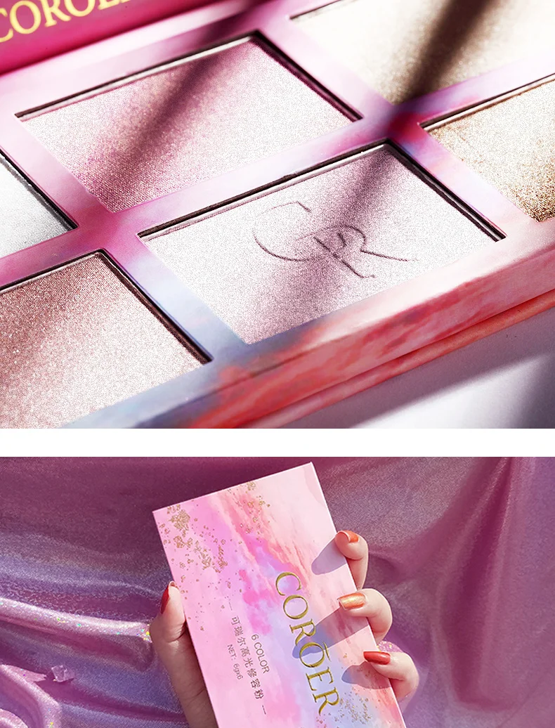 Shimmer em pó Cores Highlighter Bronzer Paleta Maquiagem Rosto Contorno Destaque Diamante Bomba Iluminador Cosméticos 6 10 6 cores highlighter bronzer paleta maquiagem rosto