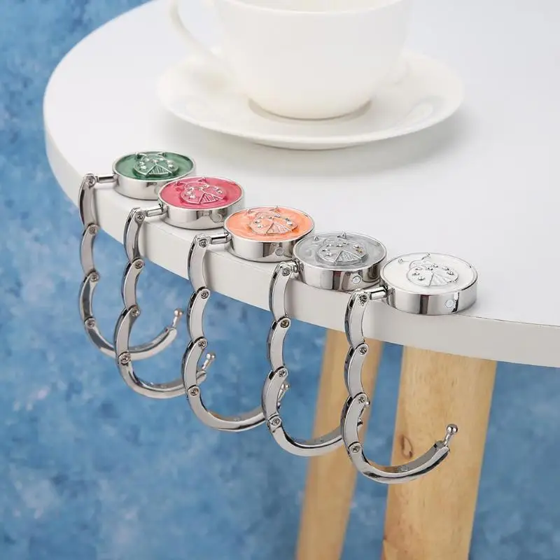 

Rhinestone Scarab Shape Folding Desk Portable Small and Delicate Handbag Table Hook Table Edge Handbag Purse Hook Hanger Gifts