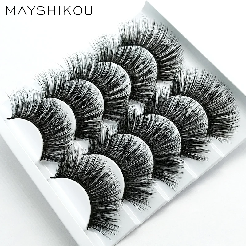 

MAYSHIKOU 3D 5Pairs False Eyelashes Soft Natural/Thick Style Fake Eyelash-Extension Makeup Beauty Tools Faux Mink Synthetic Hair
