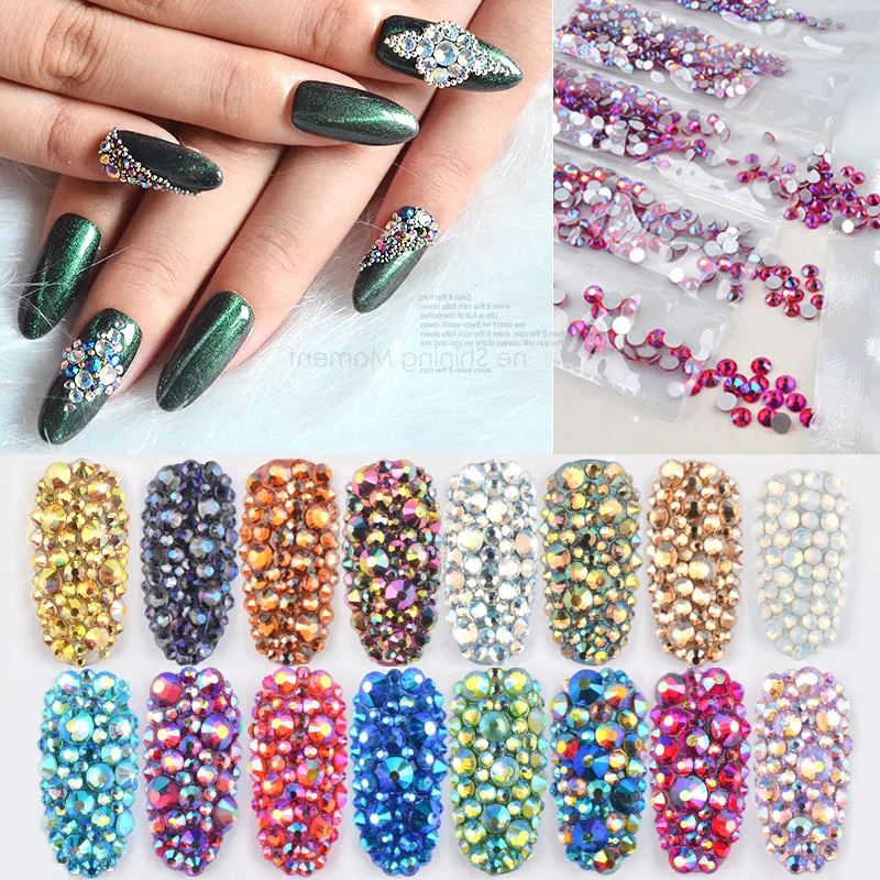 

6 Grid Rhinestones for Nail Design Flat Rhinestone for Nail Art Decorations 2021 Cyrkonie Na Paznokcie Stickers for Nails