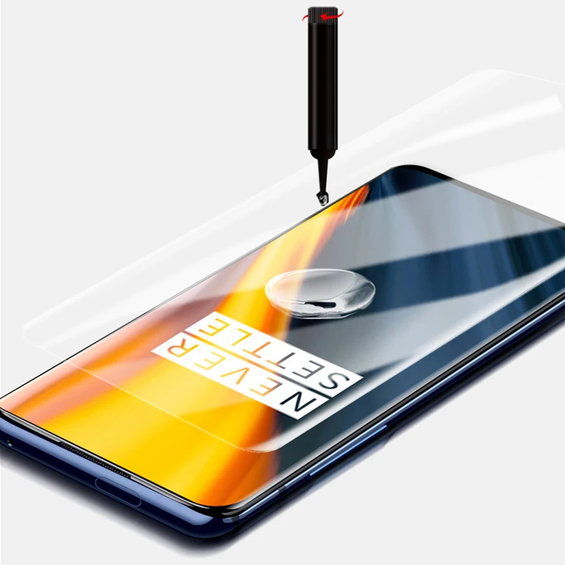 Lamorniea УФ закаленное стекло для Oneplus 7T Pro 100D УФ полный жидкий клей протектор экрана для Oneplus 7 Pro UV Полный Клей Стекло