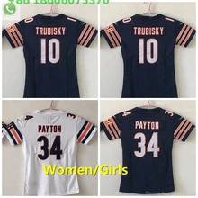 A+++ качество Женская обувь на каблуке 10 mitchell trubisky; большие размеры 34-Walter Майка "Пэйтон" белого и синего цвета S-XXL Чикаго