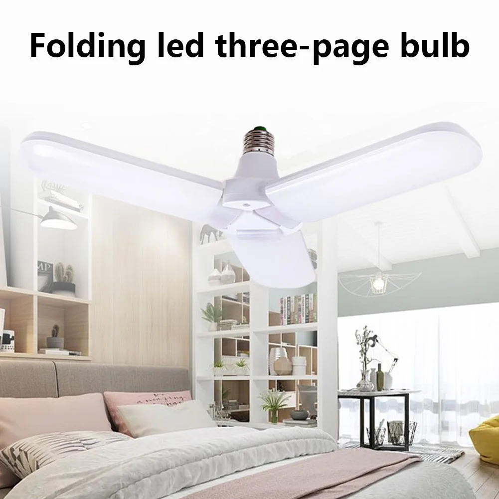 

Useful 45W E27 LED Bulb SMD2835 228leds Super Bright Foldable Fan Blade Angle Adjustable Ceiling Lamp Home Energy Saving Lights