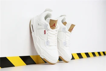 

Nike Air Jordan 4 Levis AJ4 Men Basketball Shoes Outdoor Leisure Sports Shoes Women Comfortable Training Sneakers Denim White