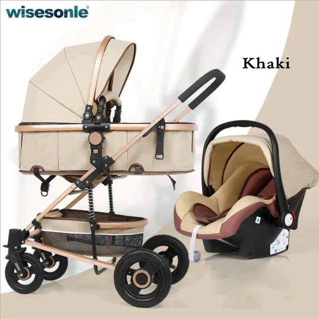 Wisesonle коляска детская 2 в 1 / 3 в 1 коляска автокресло на коляску Высокий пейзаж Двухнаправленная прогулочная коляска младенца Россия - Цвет: Q5-02