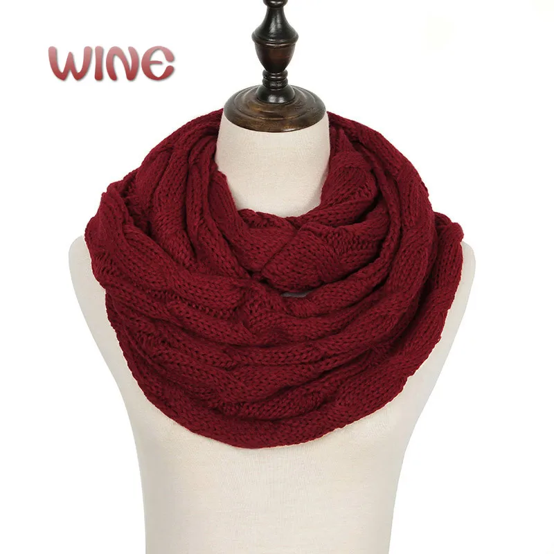 Модный вязаный снуд, шарф, теплый зимний женский шарф, кашемировый снуд для женщин, шарф, бесконечные шарфы, круглый шарф-кольцо - Цвет: Wine